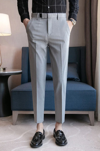 Slim business suit pants men oversize loose straight pants solid color casual embroidery all-match classic trousers four seasons