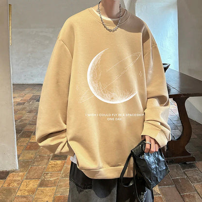 Men's Oversized Swetshirts Graphic Print Loose Pullovers Hio-hop Streetwear Harajuku Male Clothing Large Size Crew Neck Tops