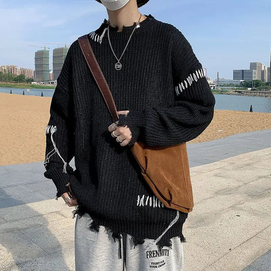 Sweater With Hearts Korean Fashion Men Men's Clothes Winter Trend Knit Harajuku Hip Hop Women's Oversize Print Clothing Sweaters