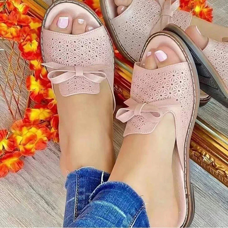 xsrrr Summer Women Slippers Cute Butterfly-Knot Casual Flats Shoes Woman Sandals Fashion New Slip On Ladies Daily Chaussure Femme