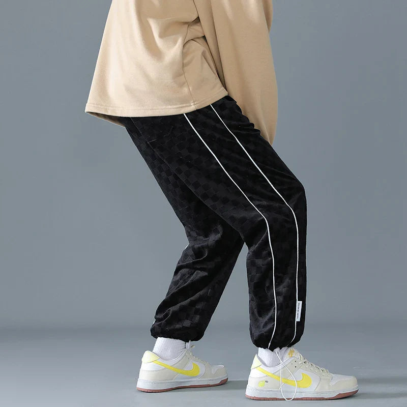 Loose Wide Leg Sweatpants Spring Autumn Oversize Beam Feet Embossed Knitted Casual Pants Sports Trend Classic All-match Trousers