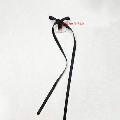 xsrrr 2pcs Set Sweet and Cute Streamer, Long Bow, Mini Clip, Ballet Style, Girly, Small Hairpin, Headdress