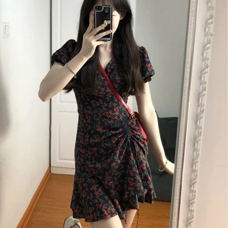 xsrrr DRESS TO IMPRESS Female Dresses Floral Flower Women's Dress Soft Aesthetic Offer Original Hot New In Vintage Xxl Retro Fashion Summer 2024 Loose