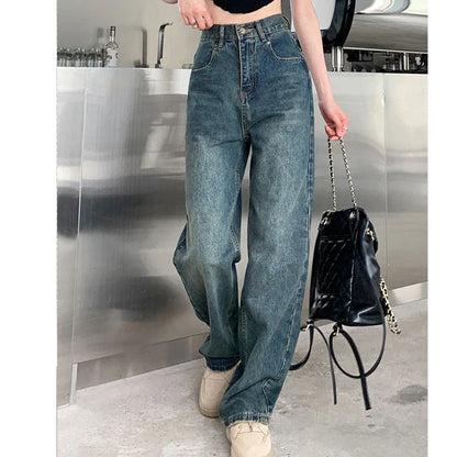 xsrrr Wide Leg Jeans For Women High Waisted Contrasting Straight Leg Pant Autumn lady Loose Pants Streetwear