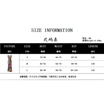 xsrrr DRESS TO IMPRESS Summer New INS Women's Tie Dyed Printed U-neck Fashion Retro Slim Dress Sexy Spicy Girl Backless Pullover High Waist Dresses