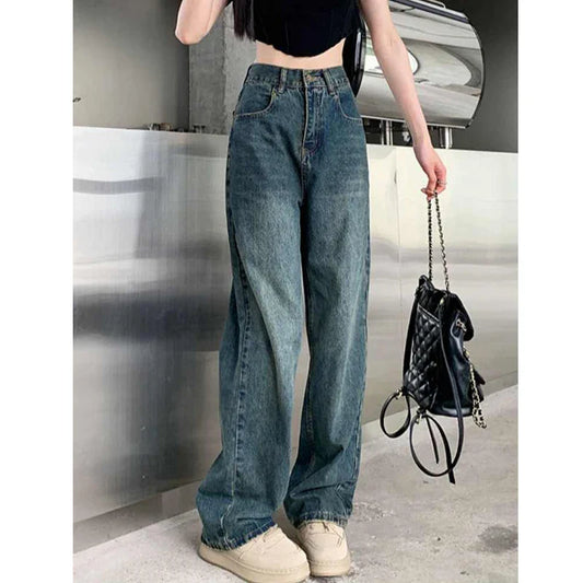 xsrrr Wide Leg Jeans For Women High Waisted Contrasting Straight Leg Pant Autumn lady Loose Pants Streetwear