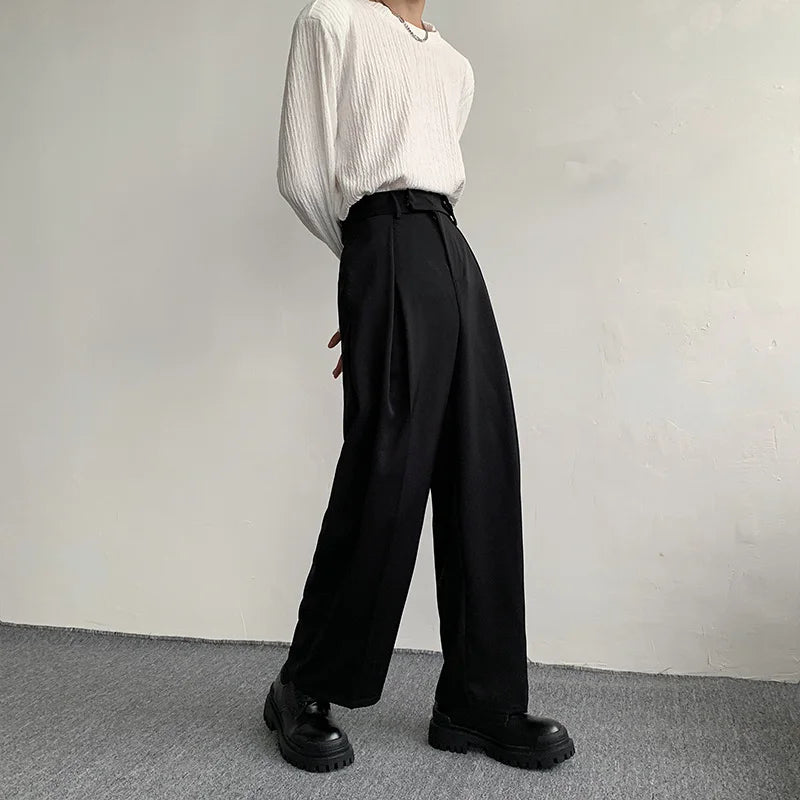 Black Suit Pants Men Fashion Social Mens Dress Pants Korean Loose Oversized Wide Leg Pants Mens Formal Trousers M-2XL