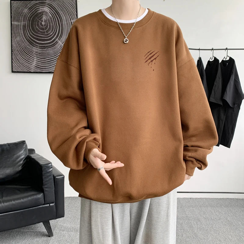 Hipster Men Sweatshirt Oversize Streetwear Autumn Round Neck Sweat Shirt Harajuku Unisex Casual Sports Pullover Sweatshirts