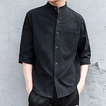 Man Shirt Linen and Cotton Oversize Shirts for Men Plain Half Sleeve Fashion 2024 Cheap Things with Free Shipping Casual Tops I