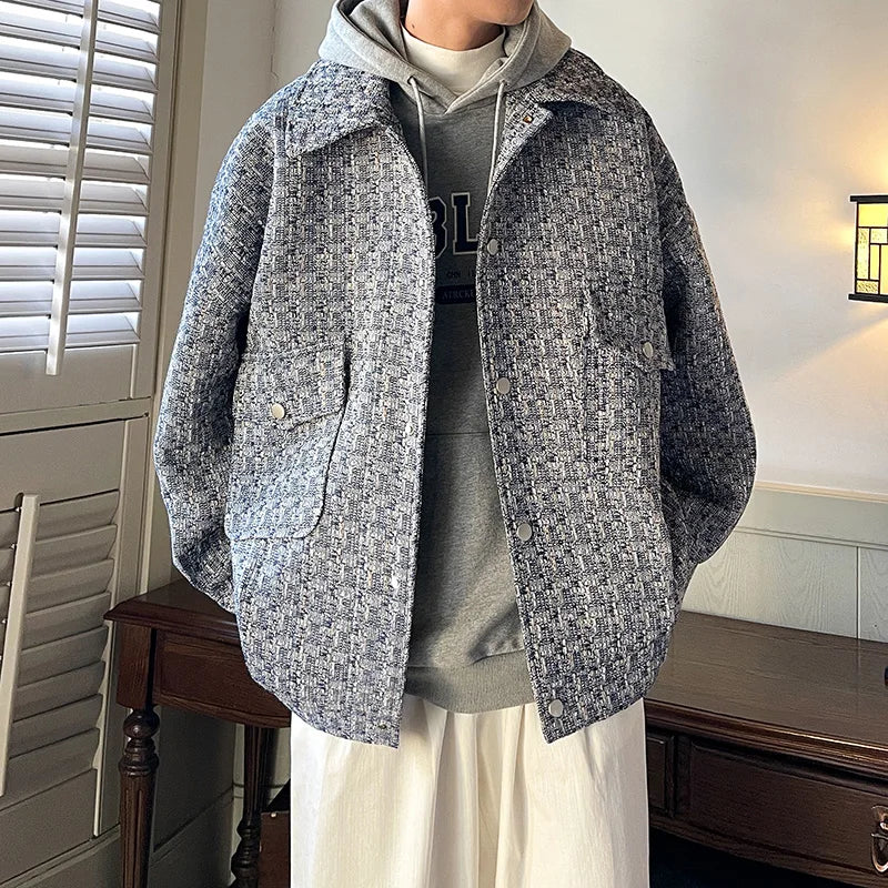 Winter Thickened Woolen Coat Men Warm Retro Thick Woolen Jacket Men Streetwear Loose Short Woolen Coat Mens Oversized Jackets