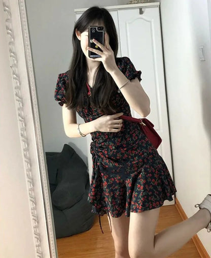 xsrrr DRESS TO IMPRESS Female Dresses Floral Flower Women's Dress Soft Aesthetic Offer Original Hot New In Vintage Xxl Retro Fashion Summer 2024 Loose