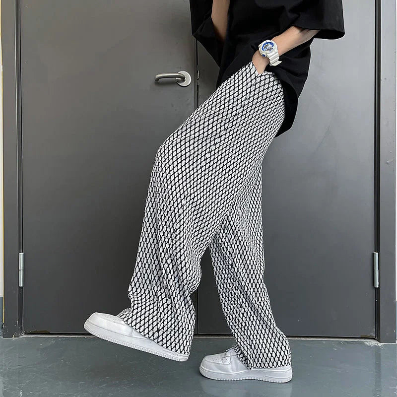 Mopping Casual Pants for Men Four Seasons Fashion Sports Trousers Printed Mesh Loose Pants Straight Wide Leg Sweatpants Oversize