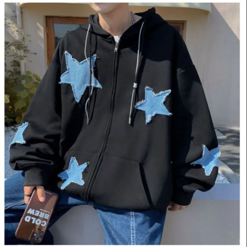 Men's Hoodies Sweatshirt Women's Oversized Sweatshirts with zipper Harajuku Casual Style Y2k Star Coat Streetwear Hip Hop Jacket