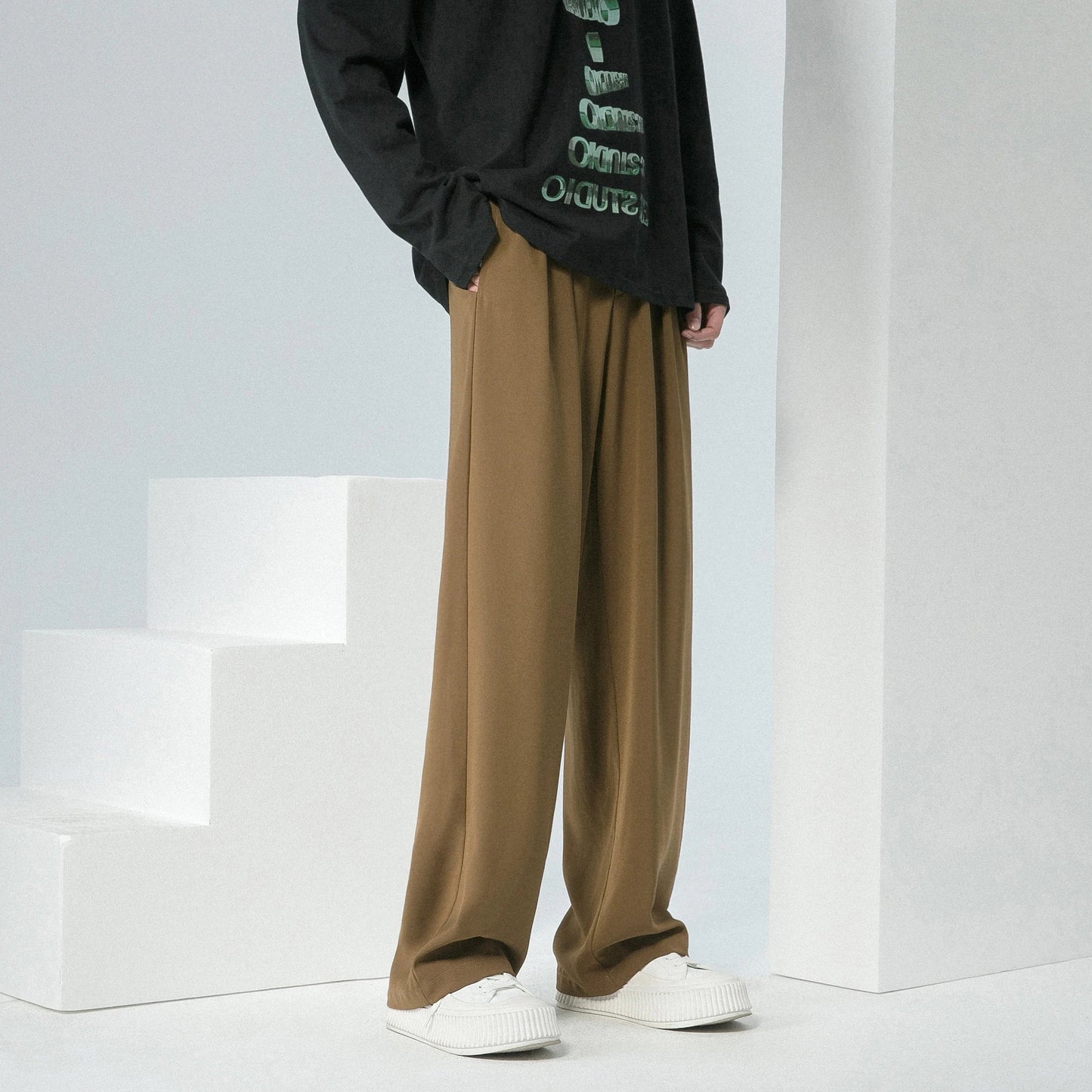 Men's Straight Wide Leg Trousers Men's Loose Business Casual Pants Oversize Suit pants Loose Trend Trousers Four Seasons