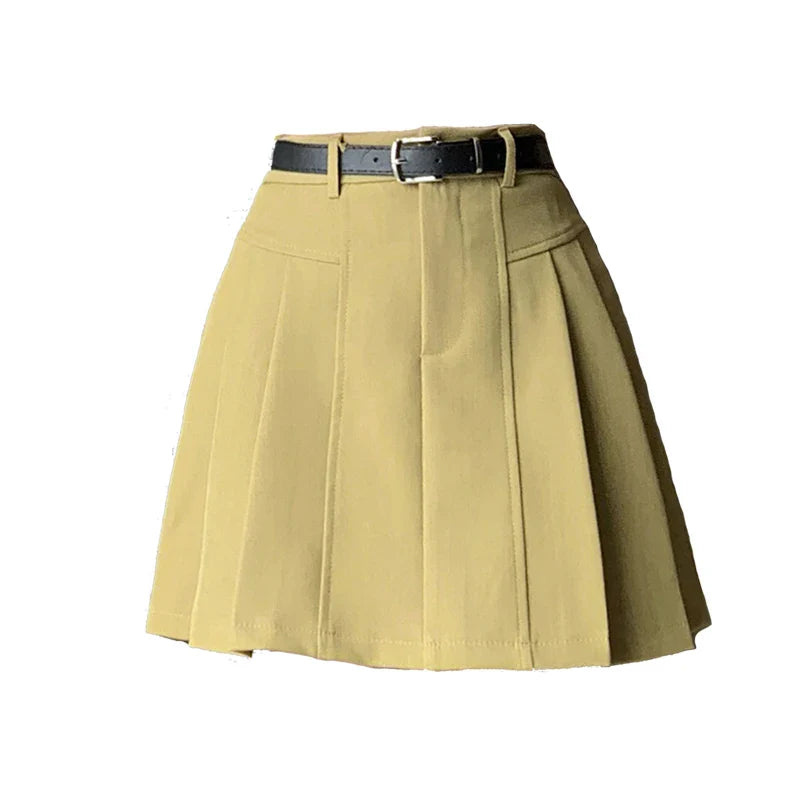 xsrrr Korean Fashion High Waist A-line Mini Pleated Skirts Womens 2024 Spring Summer Casual Short Skirts Femme Skater Skirt