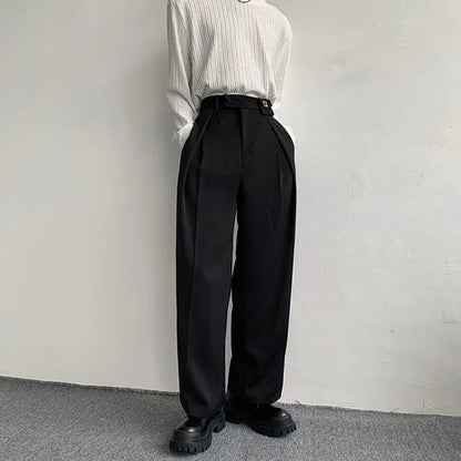 Black Suit Pants Men Fashion Social Mens Dress Pants Korean Loose Oversized Wide Leg Pants Mens Formal Trousers M-2XL