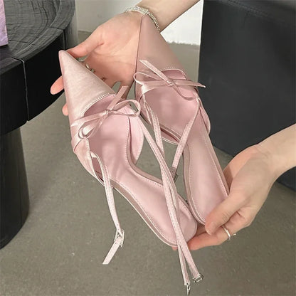 xsrrr Spring Sexy Pointed Toe Buckle Strap Women Pumps Sandals Thin High Heels Party Stripper Dance Mules Ladies Shoes