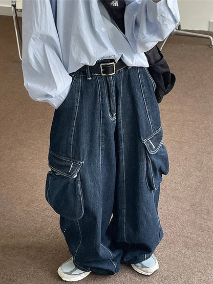 Y2K Baggy Jeans for Women Oversize Denim Cargo Pants Female Wide Leg Trousers Japanese Streetwear Hip Hop Harajuku