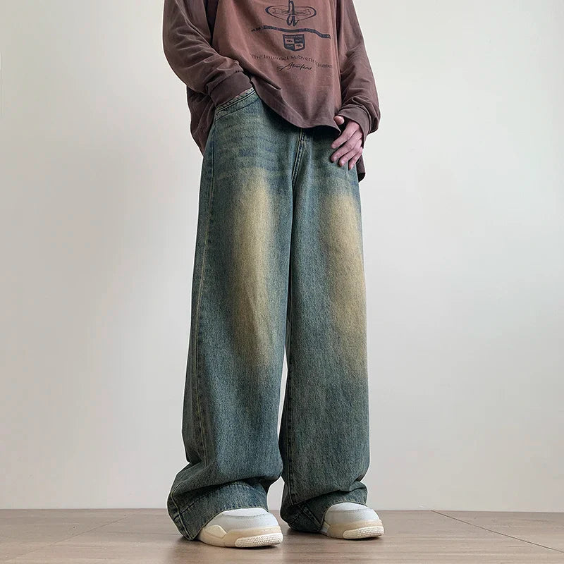 Jeans men Baggy Jeans Straight Casual Distressed Vintage Jean Pants Men Wide-leg Denim Trousers Male Oversize Streetwear Fashion