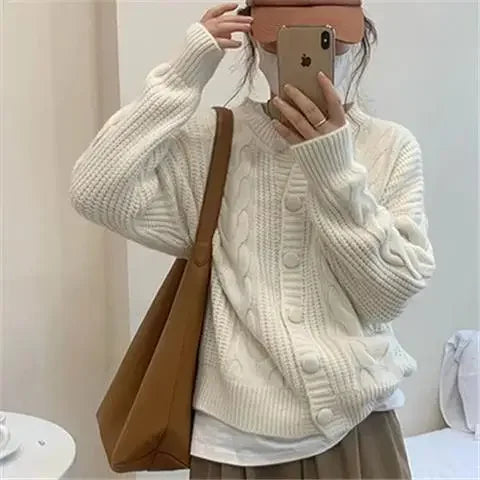 xsrrr Ladies Sweaters Winter Button Kawaii Knitted Top for Women Yellow Cute Cardigan Designer Y2k Fashion Korea Korean Luxury Jumper