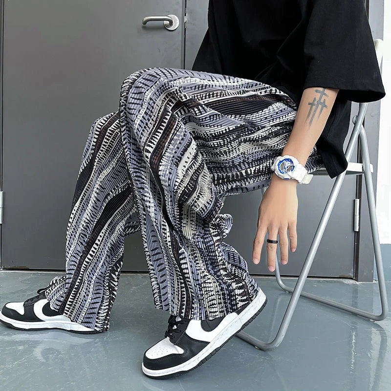 Mopping Casual Pants Mens Spring Summer Oversize Fashion Sports Trousers Printed Loose Pants Straight Wide Leg Sweatpants S-5XL