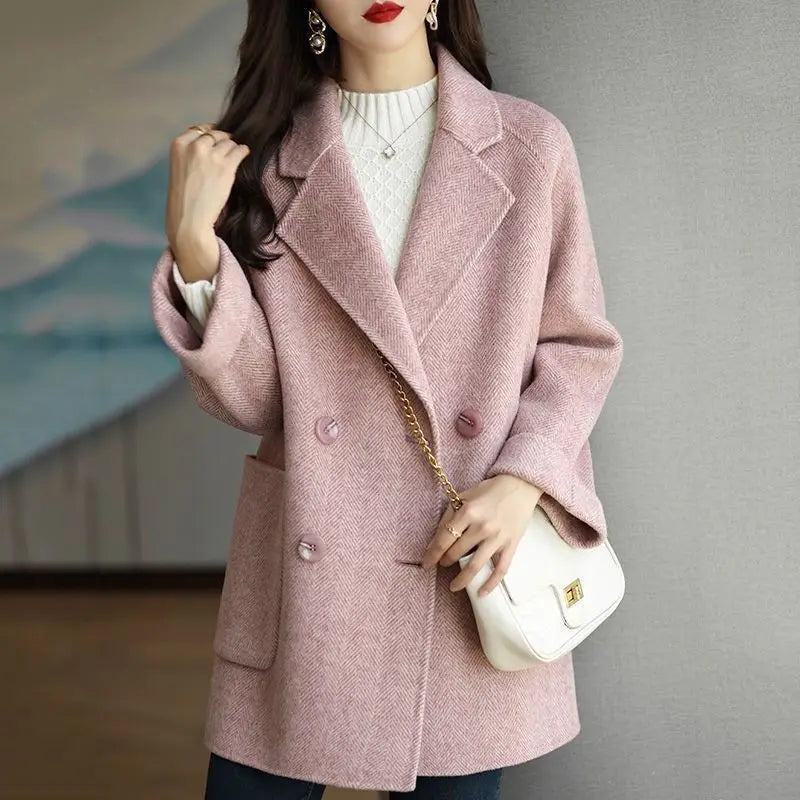 xsrrr Wool Coat Elegance Coats and Jackets Women New In Autumn Winter Jacket Women Korean Style Long Sleeve Office Lady Trench Coat