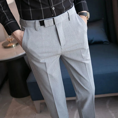 Slim business suit pants men oversize loose straight pants solid color casual embroidery all-match classic trousers four seasons