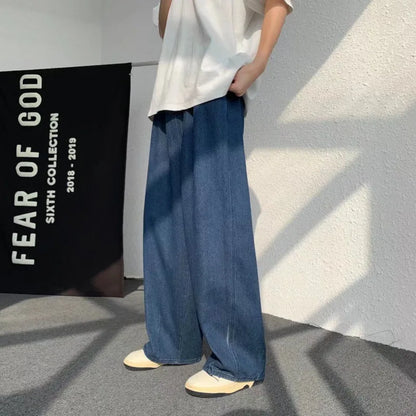 Oversized Jeans Men Fashion Blue Casual Wide Leg Jeans Men Streetwear Loose Hip Hop Straight Denim Pants Mens Trousers M-3XL