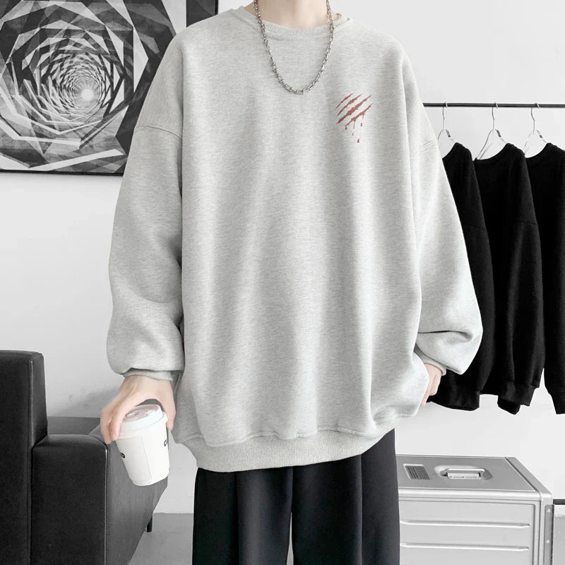 Hipster Men Sweatshirt Oversize Streetwear Autumn Round Neck Sweat Shirt Harajuku Unisex Casual Sports Pullover Sweatshirts