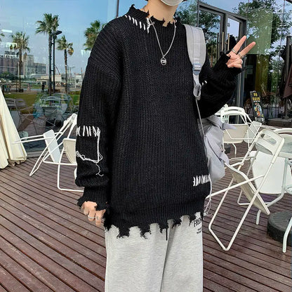 Sweater With Hearts Korean Fashion Men Men's Clothes Winter Trend Knit Harajuku Hip Hop Women's Oversize Print Clothing Sweaters