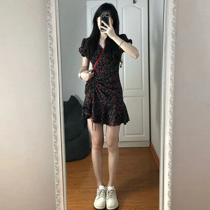 xsrrr DRESS TO IMPRESS Female Dresses Floral Flower Women's Dress Soft Aesthetic Offer Original Hot New In Vintage Xxl Retro Fashion Summer 2024 Loose