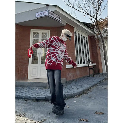 Y2k Oversized Sweater Spider Jacquard Crew Neck Oversize Knitted Sweater Sweater for Men Women Harajuku Hip Hop Street Pullover