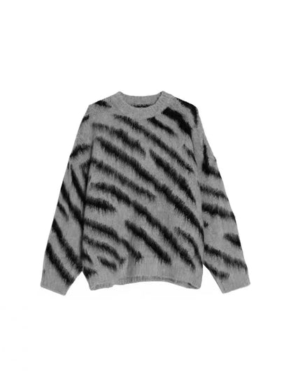 xsrrr Valentines Day Women's zebra Gothic Pullover Knitted Torn Sweater Harajuku 90s Aesthetic Y2k Long Sleeves Sweaters Jumper Vintage 2000s Clothes