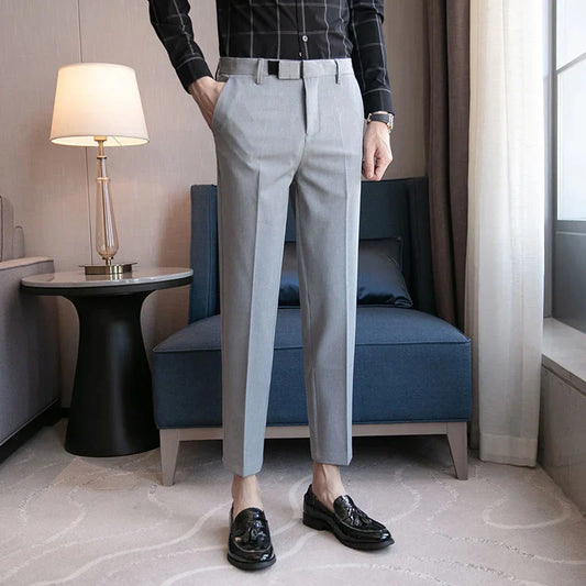 Slim business suit pants men oversize loose straight pants solid color casual embroidery all-match classic trousers four seasons