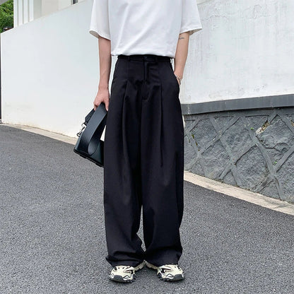 Oversized Black Suit Pants Men Fashion Social Mens Dress Pants Korean Loose Wide Leg Pants Mens Office Formal Trousers M-3XL