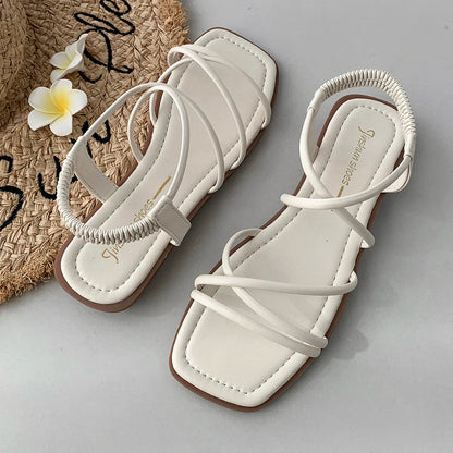 xsrrr Fashionable Flat Sandals Women Wear a Variety of Summer Fairy Style Simple Beach Roman Sandals Sandals