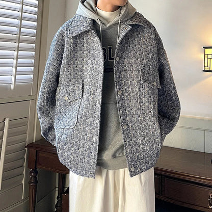 Winter Thickened Woolen Coat Men Warm Retro Thick Woolen Jacket Men Streetwear Loose Short Woolen Coat Mens Oversized Jackets