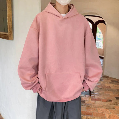 Autumn New Solid Hoodie Men Harajuku Fashion Casual Oversized Hoodies Couples Loose Hooded Streetwear Sweatshirt 5XL