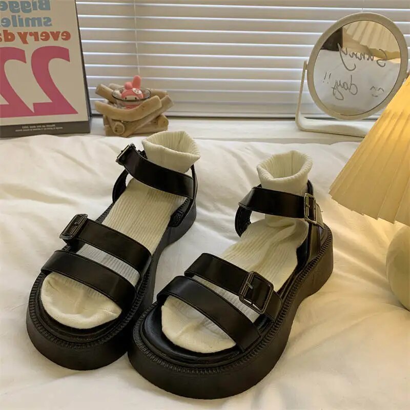 xsrrr Summer Causal Ladies Flat shoes woman Flat Platform Sandals Women Open Toe Gladiator wedges Women Shoes sandals