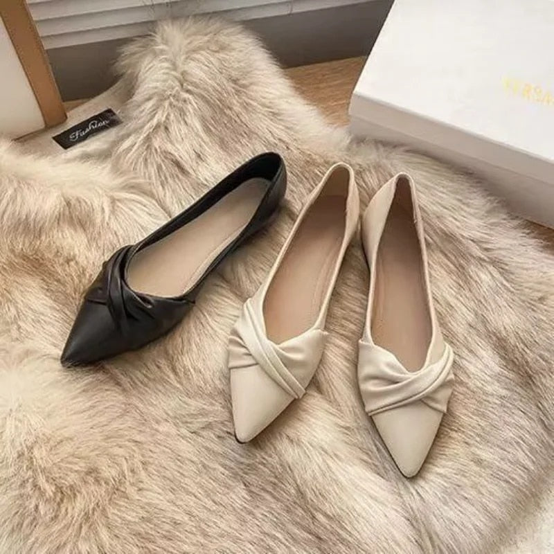 xsrrr Ladies Shoes on Sale New Fashion Pointed Toe Shallow Mouth Solid Women's Flats Summer Casual Work Women Lucky Shoes Zapatos