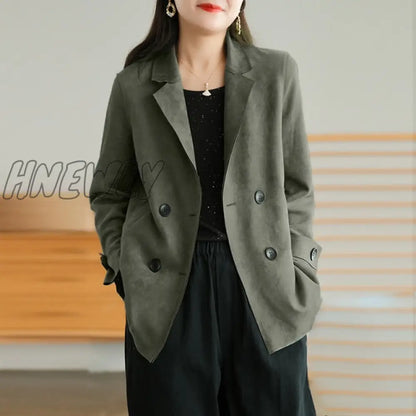 Fashion Cotton Blazers Women's Autumn Coats Casual Long Sleeve Outwears Female Single Button Overcoats Solid Tunic