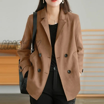 Fashion Cotton Blazers Women's Autumn Coats Casual Long Sleeve Outwears Female Single Button Overcoats Solid Tunic