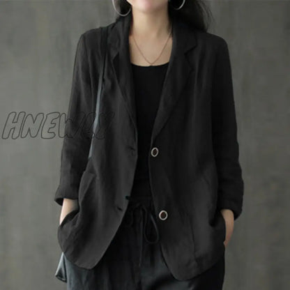 Fashion Cotton Blazers Women's Autumn Coats Casual Long Sleeve Outwears Female Single Button Overcoats Solid Tunic