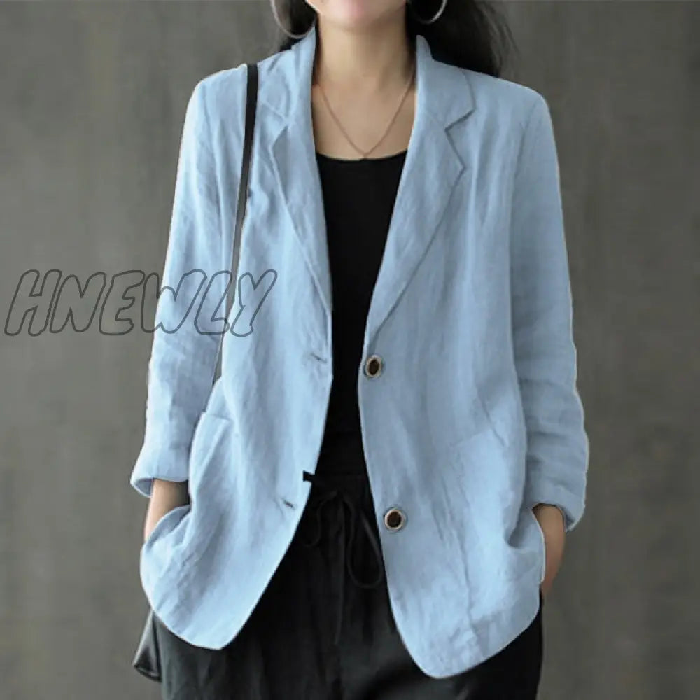 Fashion Cotton Blazers Women's Autumn Coats Casual Long Sleeve Outwears Female Single Button Overcoats Solid Tunic