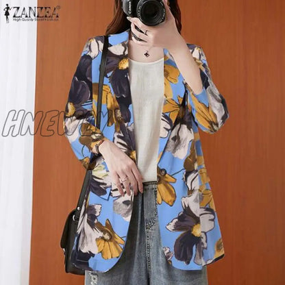 Fashion Cotton Blazers Women's Autumn Coats Casual Long Sleeve Outwears Female Single Button Overcoats Solid Tunic