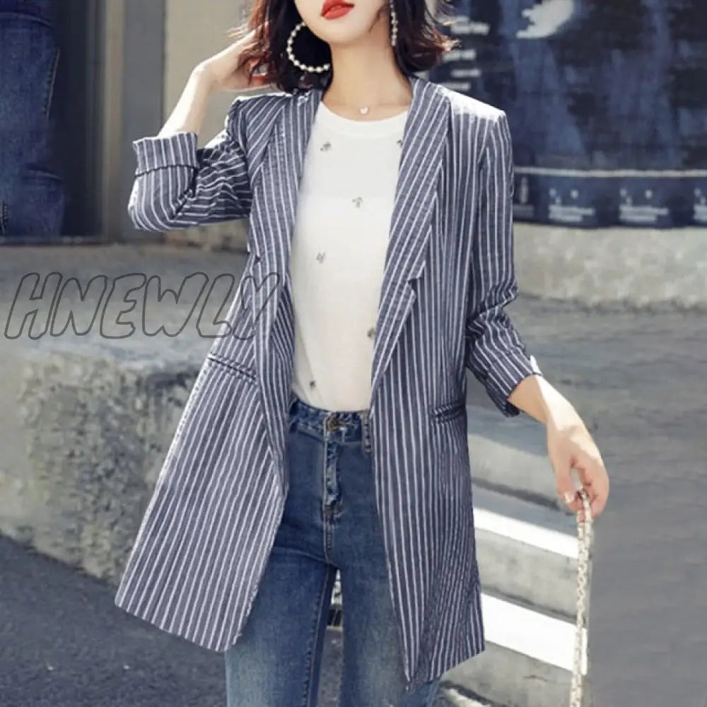 Fashion Cotton Blazers Women's Autumn Coats Casual Long Sleeve Outwears Female Single Button Overcoats Solid Tunic