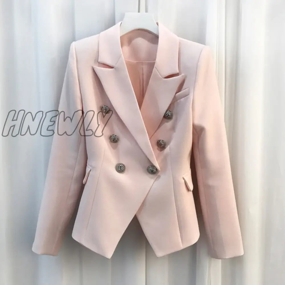 HIGH QUALITY New Fashion Baroque Designer Blazer Jacket Women's Silver Lion Buttons Double Breasted Blazer Outerwear