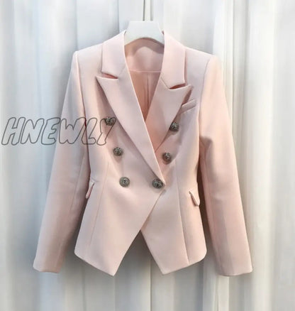 HIGH QUALITY New Fashion Baroque Designer Blazer Jacket Women's Silver Lion Buttons Double Breasted Blazer Outerwear