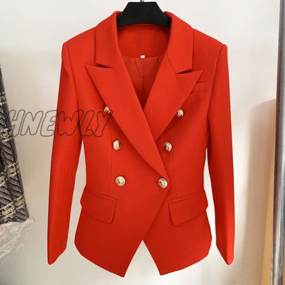 HIGH QUALITY New Fashion Baroque Designer Blazer Jacket Women's Silver Lion Buttons Double Breasted Blazer Outerwear