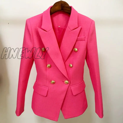 HIGH QUALITY New Fashion Baroque Designer Blazer Jacket Women's Silver Lion Buttons Double Breasted Blazer Outerwear